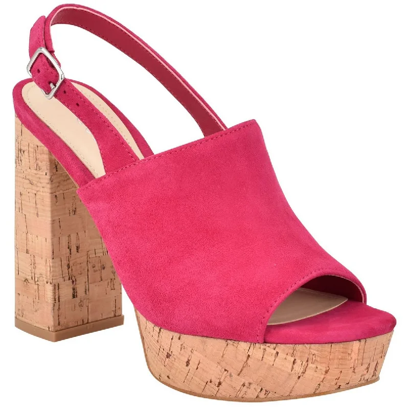 Guess Womens Caleesi Cork Block Heel Platform Sandals