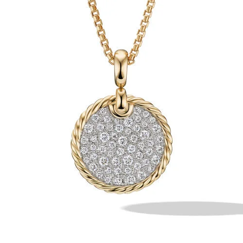 DY Elements Disc Pendant in 18K Yellow Gold with Pavé Diamonds