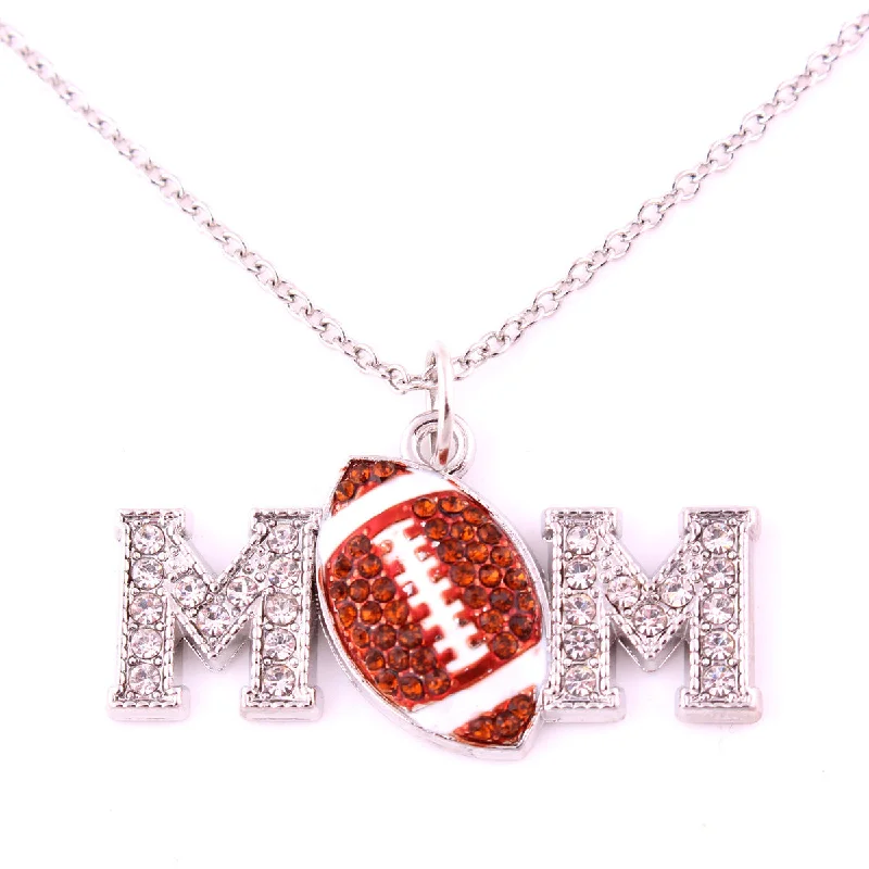 Wholesale Mother's Day Rugby Letter Crystal Necklace