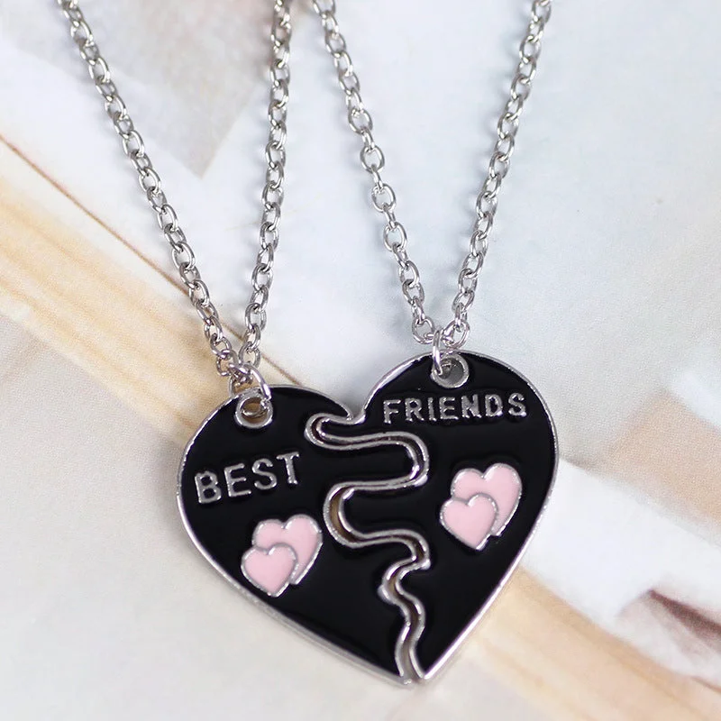 Wholesale Love Stitching BEST FRIENDS Alloy Necklace Clavicle Chain Two-piece Set