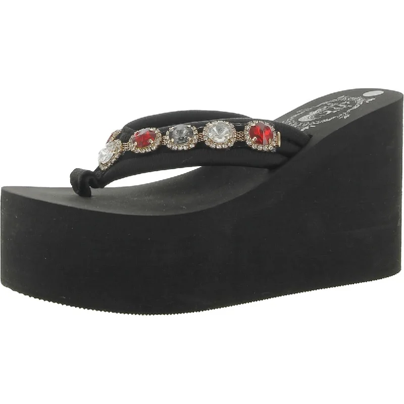 Lian Xin Womens Embellished Thong Platform Sandals