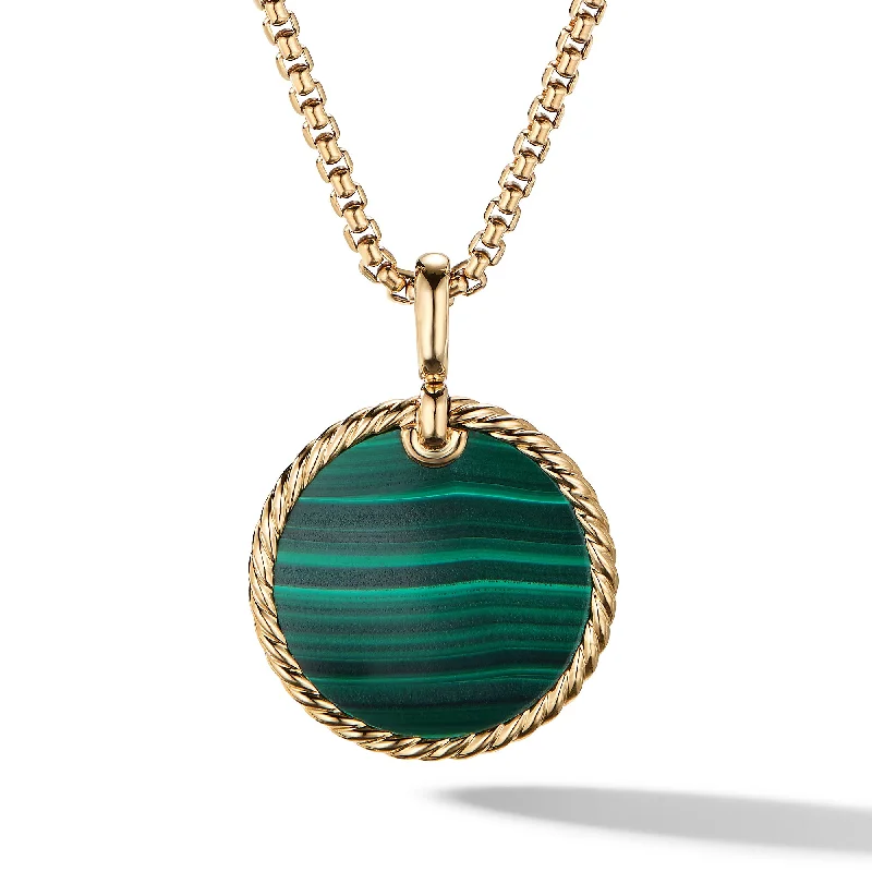 DY Elements® Disc Pendant in 18K Yellow Gold with Malachite