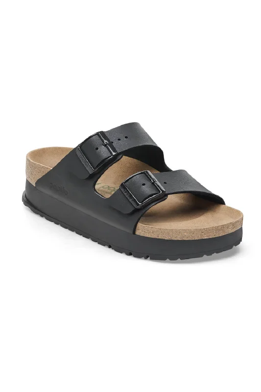 Papillio by Birkenstock Arizona Flex Platform Vegan Birko-Flor Sandals for Women in Black | 1027395