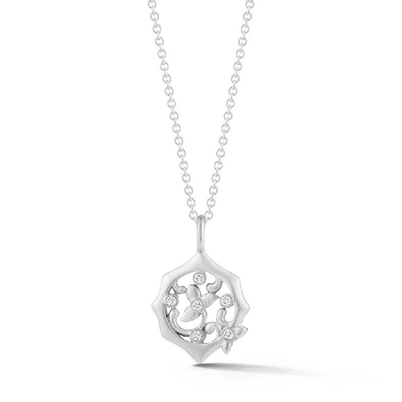 Leaf Diamond and White Gold Pendant