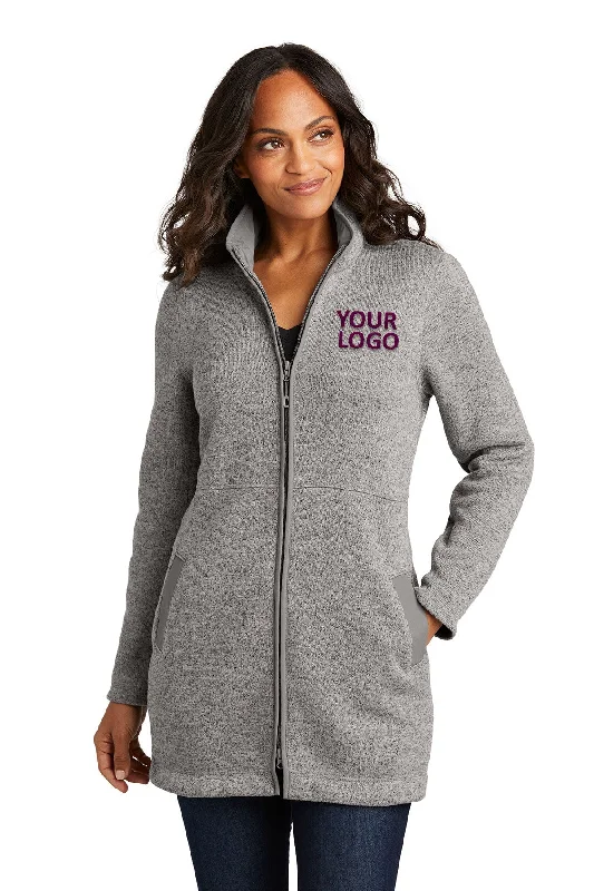 Port Authority Ladies Arc Sweater Fleece Long Custom Jackets, Deep Smoke Heather