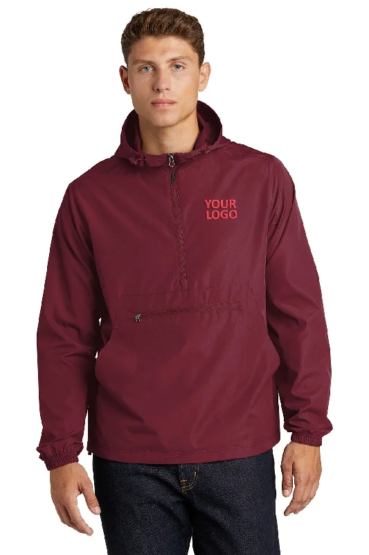 Sport-Tek Packable Custom Anorak Jackets, Maroon