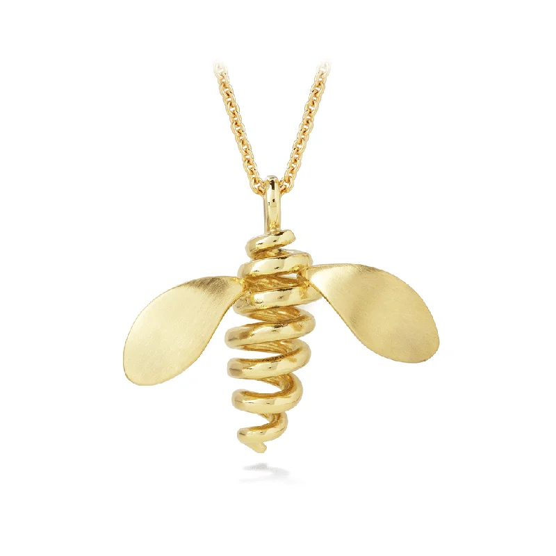 Bee Yellow Gold Pendant- Large