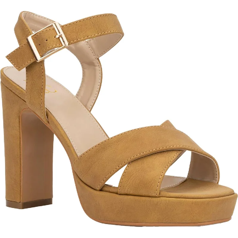 New York & Company Womens Adalia Faux Suede Ankle Strap Platform Sandals