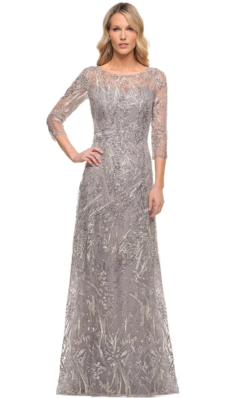 La Femme 30161 - Embroidered Sheer Lace A-Line Mother of the Groom Dress