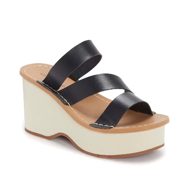 Lucky Brand Womens Mimya Leather Open Toe Wedge Sandals