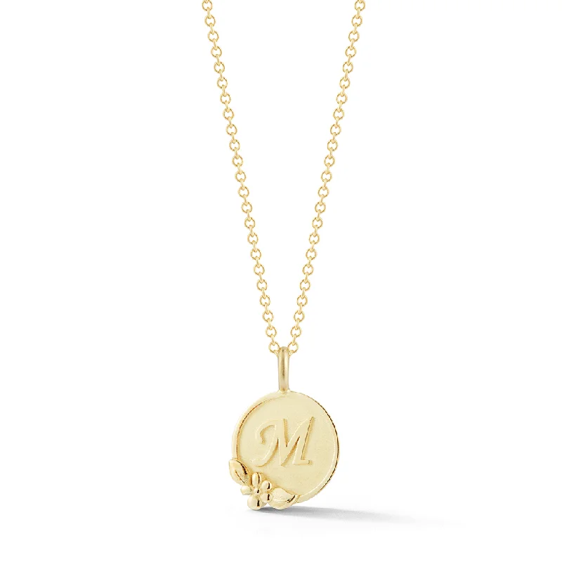 Yellow Gold M Initial Pendant