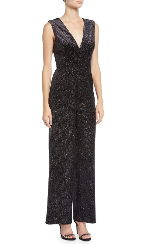 Aidan Mattox - MN1E203728 Sleeveless Metallic Knit V-Neck Jumpsuit