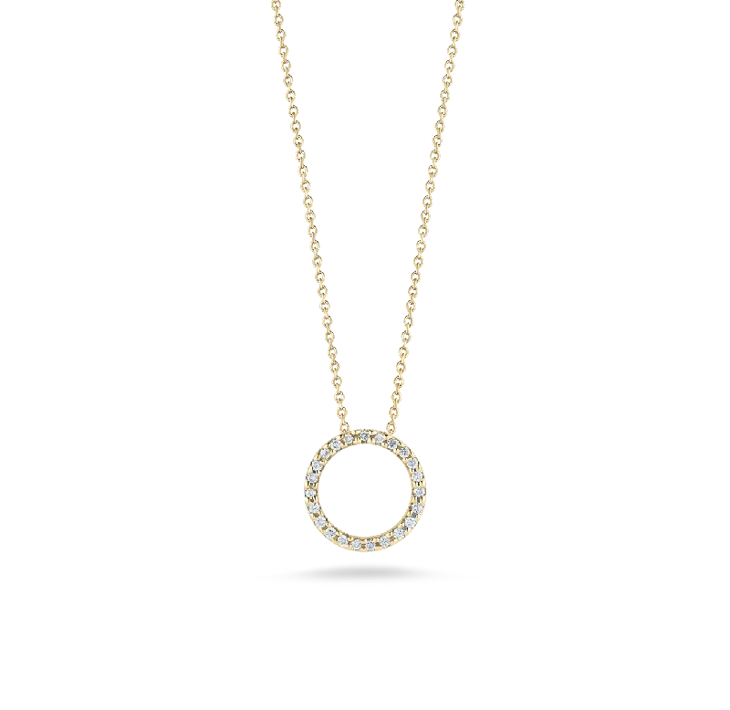 Roberto Coin Tiny Treasures Yellow Gold Extra Small Diamond Circle Necklace