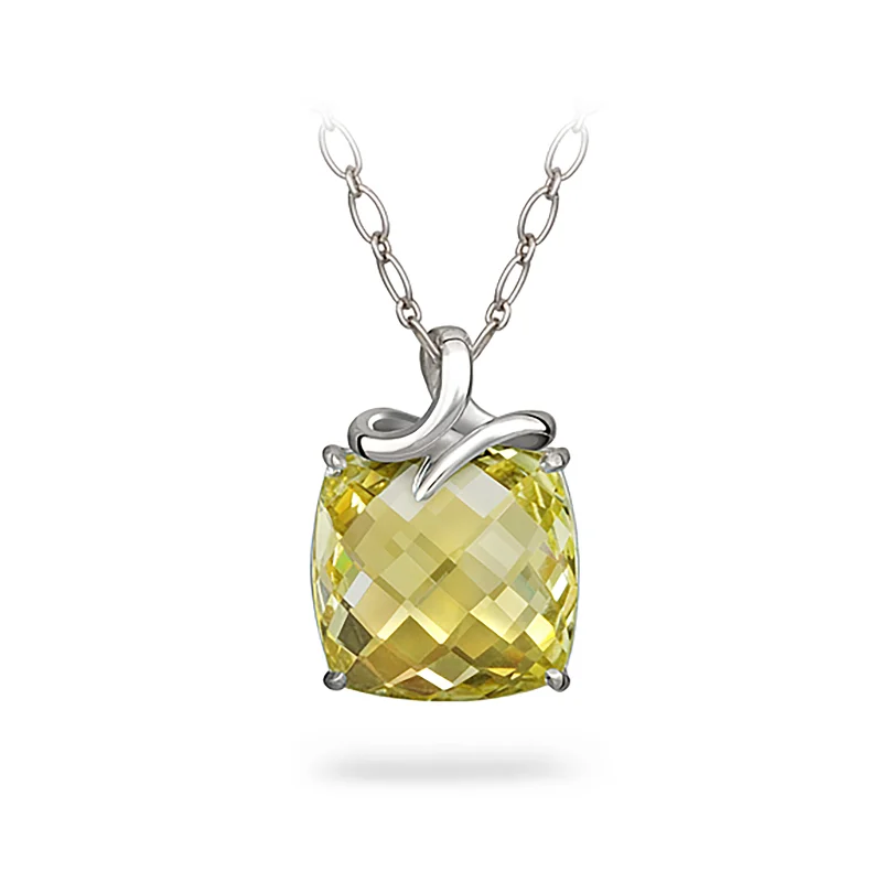 Dancing Twizzle Lemon Quartz and Sterling Silver Pendant