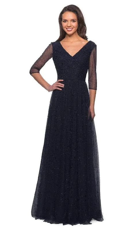 La Femme - Quarter Sleeve Glitter Formal Dress 28097SC