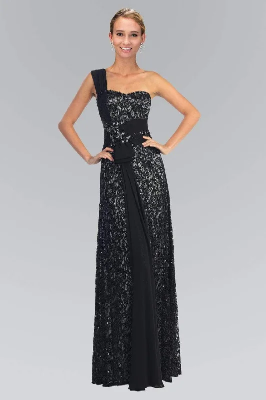 Elizabeth K - GL1049 Sequined One Shoulder Strap Sweetheart Dress