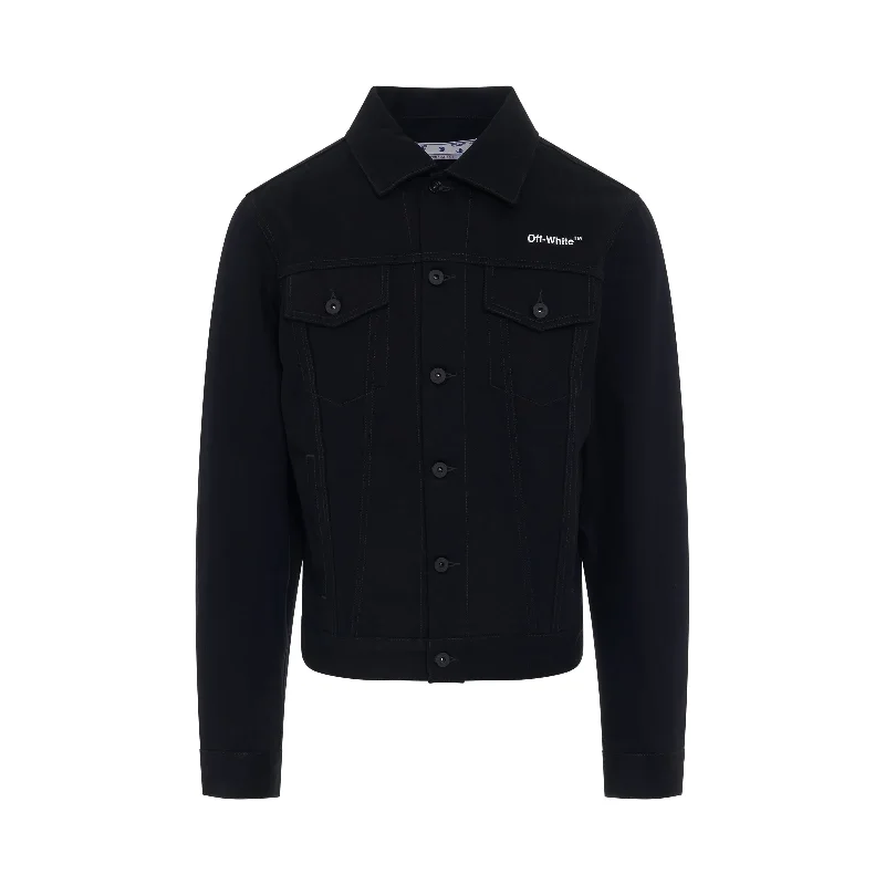 Diagonal Tab Slim Fit Denim Jacket in Black/White