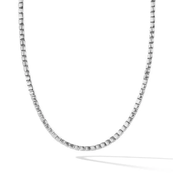 Spiritual Beads Cushion Necklace in Sterling Silver, 26"