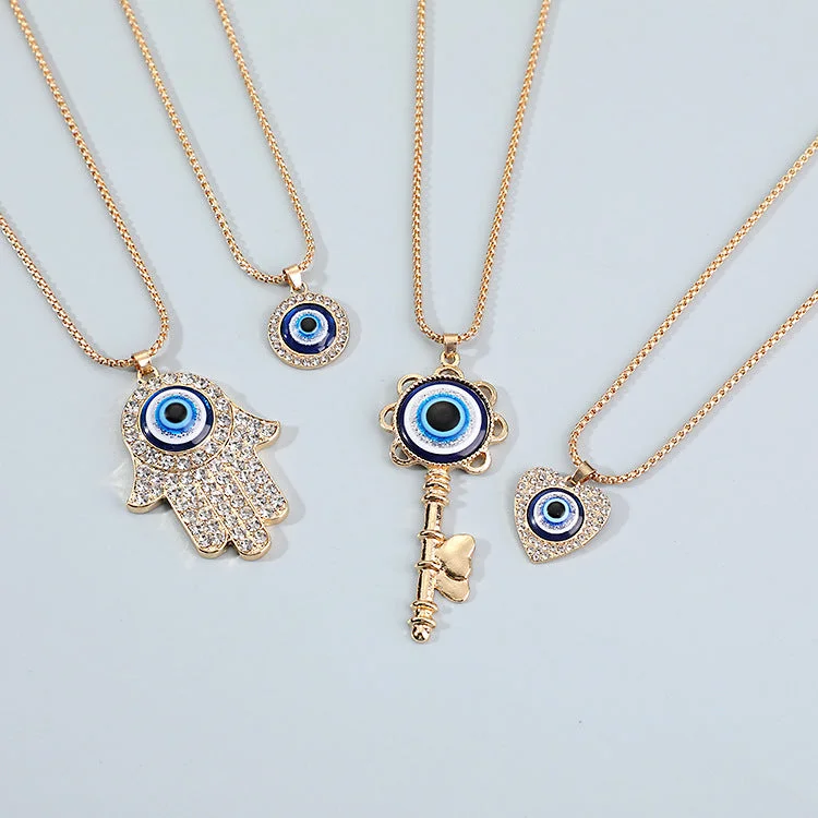 Wholesale Hand of Fatima Heart Devil Eye Alloy Necklaces