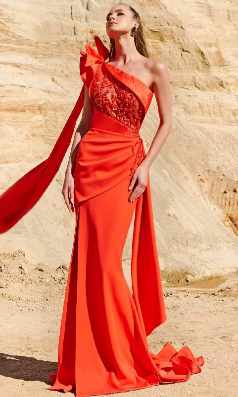 MNM COUTURE 2772 - Beaded Bod Asymmetric Gown