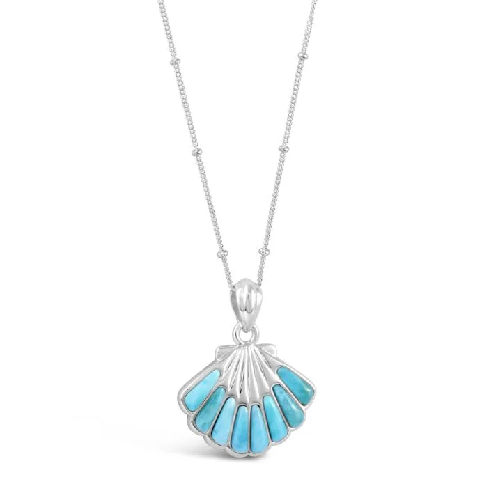 Scallop Shell Larimar Necklace