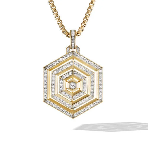 Carlyle Pendant in 18K Yellow Gold with Full Pavé Diamonds