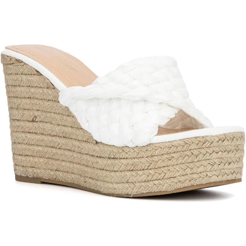 Olivia Miller Womens Woven Open Toe Wedge Sandals