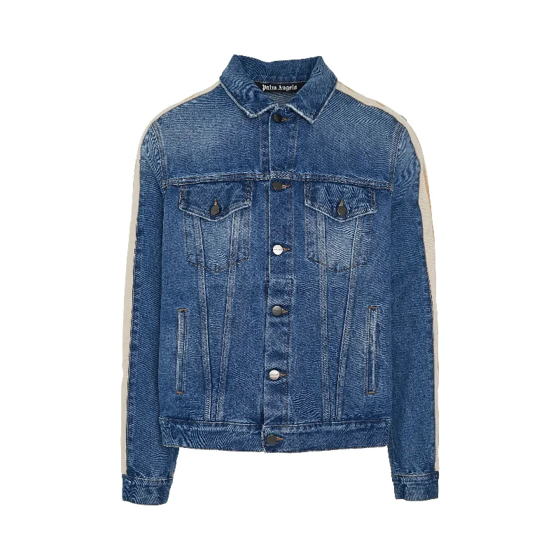 Indigo Track Denim Jacket in Light Blue