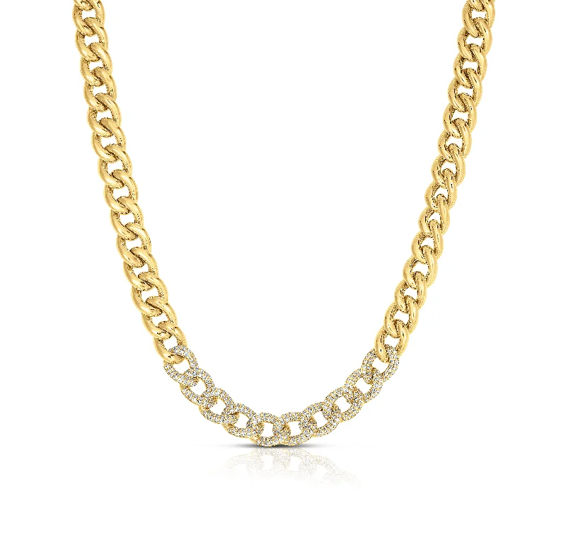 Sabel Collection Yellow Gold Diamond Link Necklace