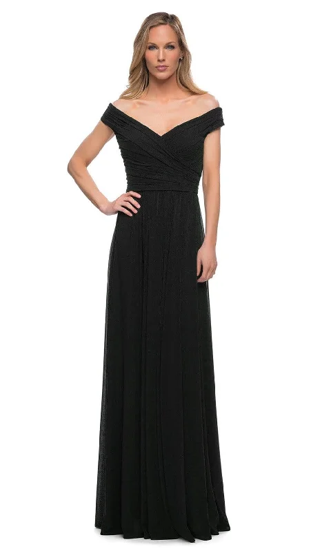 La Femme - Off Shoulder Ruched Evening Dress 29168SC