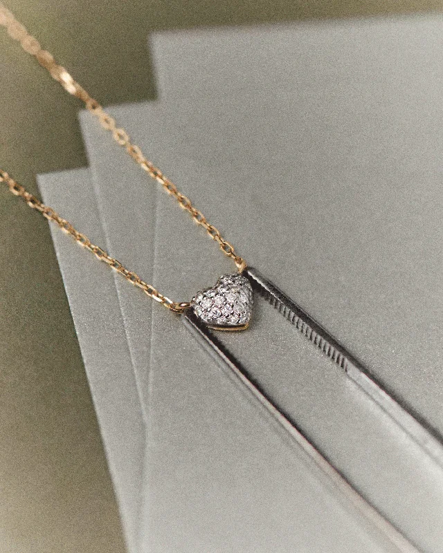 GRID 3 Diamonds and Gold Heart Solitary Necklace