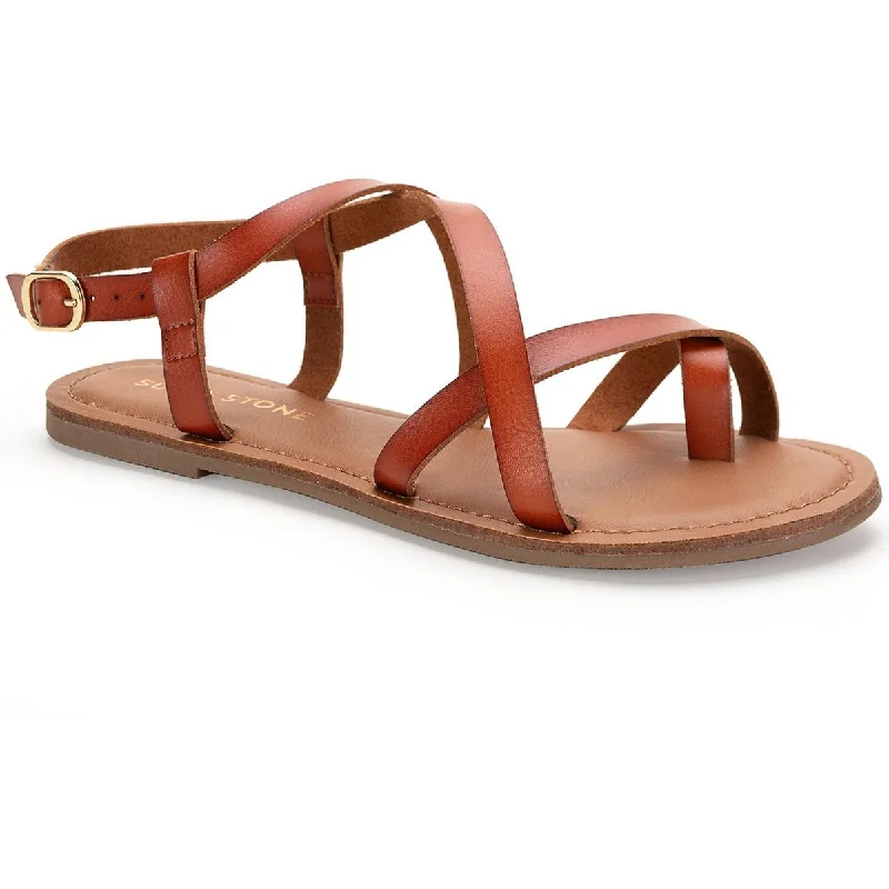 Sun + Stone Womens Roxxie  Faux Leather Toe Loop Strappy Sandals