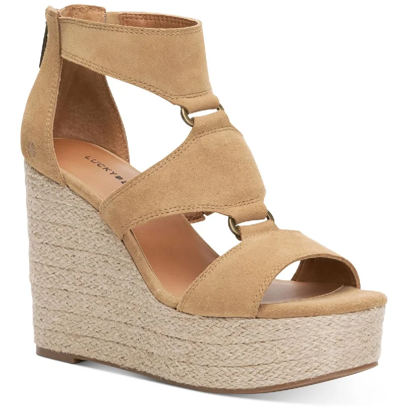 Lucky Brand Womens Rillyon Suede Gladiator Wedge Sandals