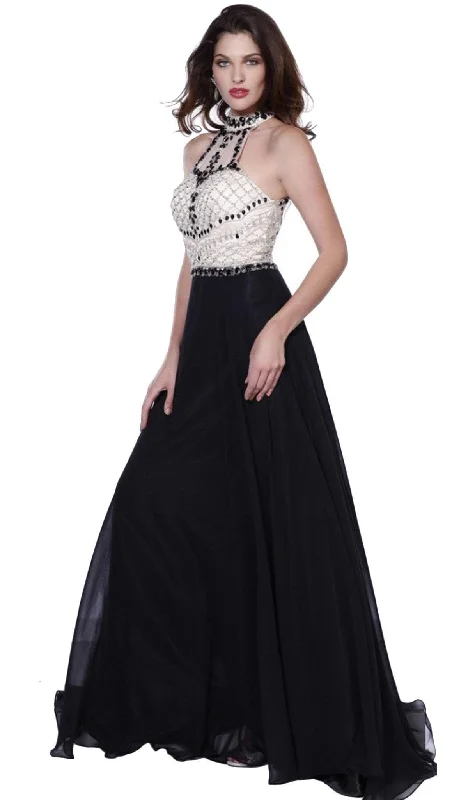 Nox Anabel - 8200 Bejeweled Halter Chiffon A-line Dress