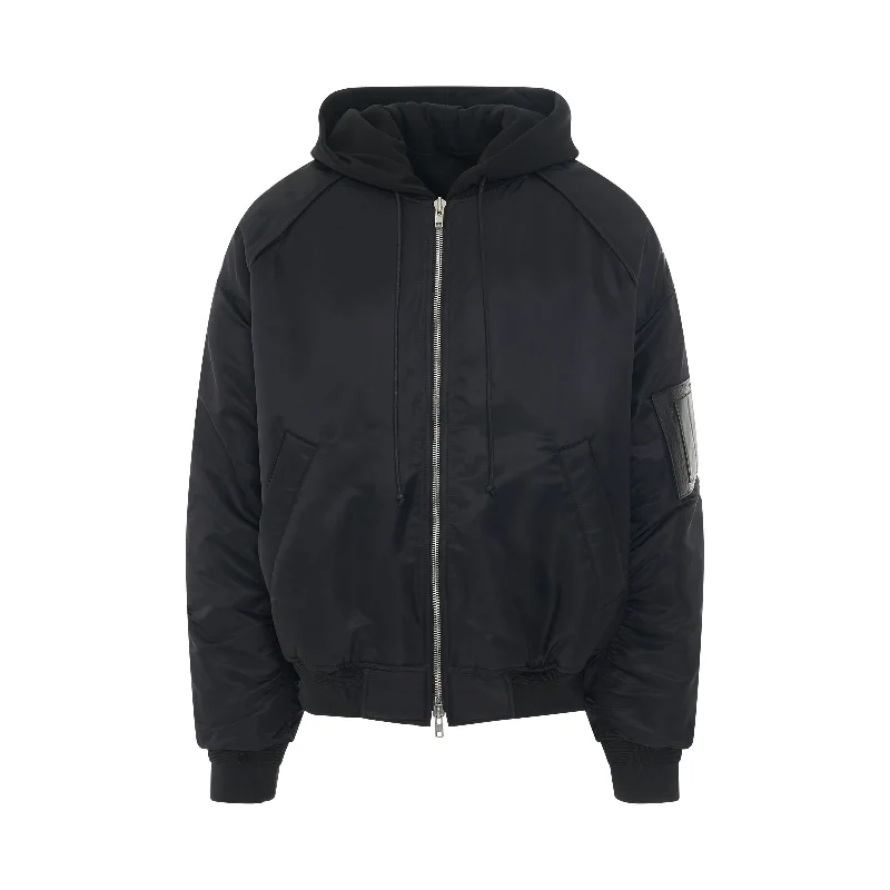 Hooded Bomber Jacket in Black