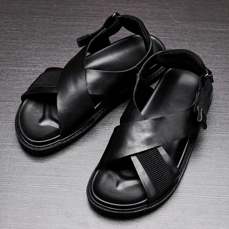 Men's Summer Vintage Style Genuine Leather Classic Casual Non Slip Sandals