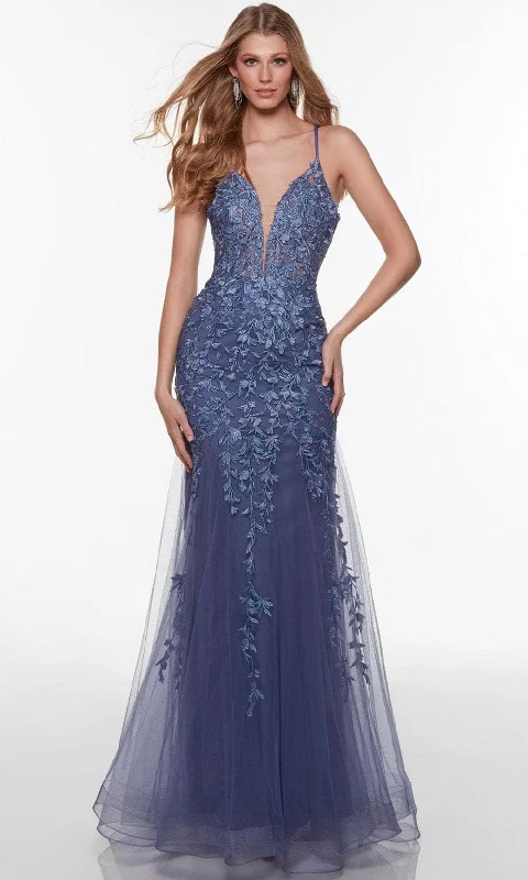 Alyce Paris 61245 - Fit N Flare Strapped Back Long Lace Gown