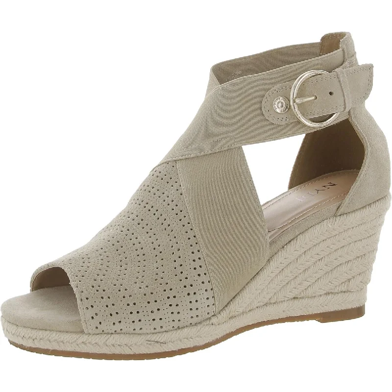 NYDJ Womens Charisma Suede Peep-Toe Wedge Sandals