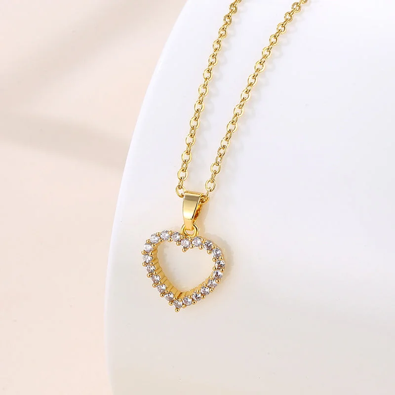 Wholesale Gold Heart Necklace Titanium Steel