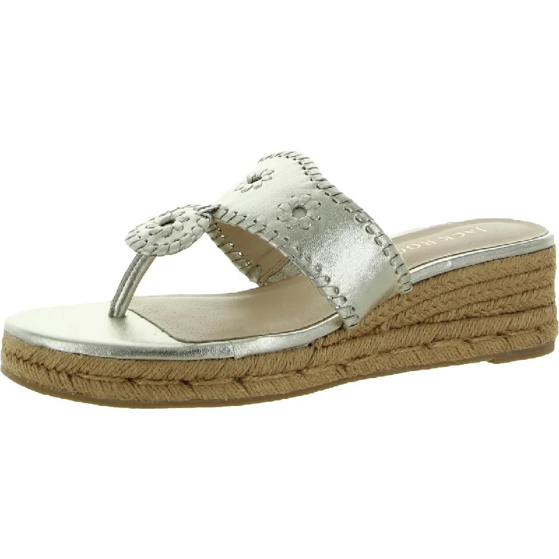 Jack Rogers Womens Leather Metallic Mule Sandals