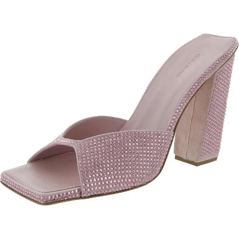 GIA/RHW Womens Rosie 14 Strass Suede Peep-Toe Slide Sandals