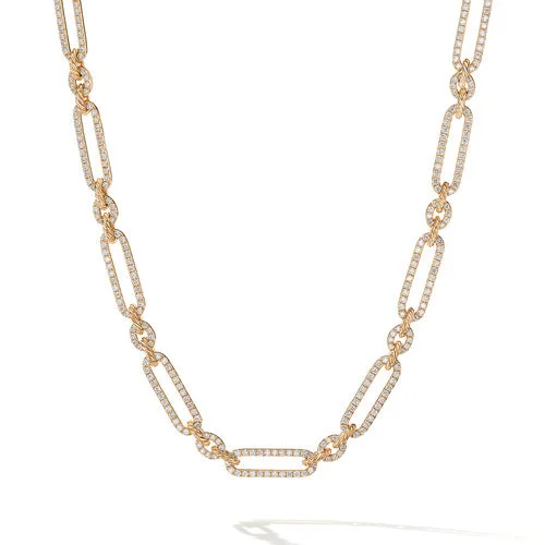 Lexington Chain Necklace in 18K Yellow Gold with Full Pavé Diamonds