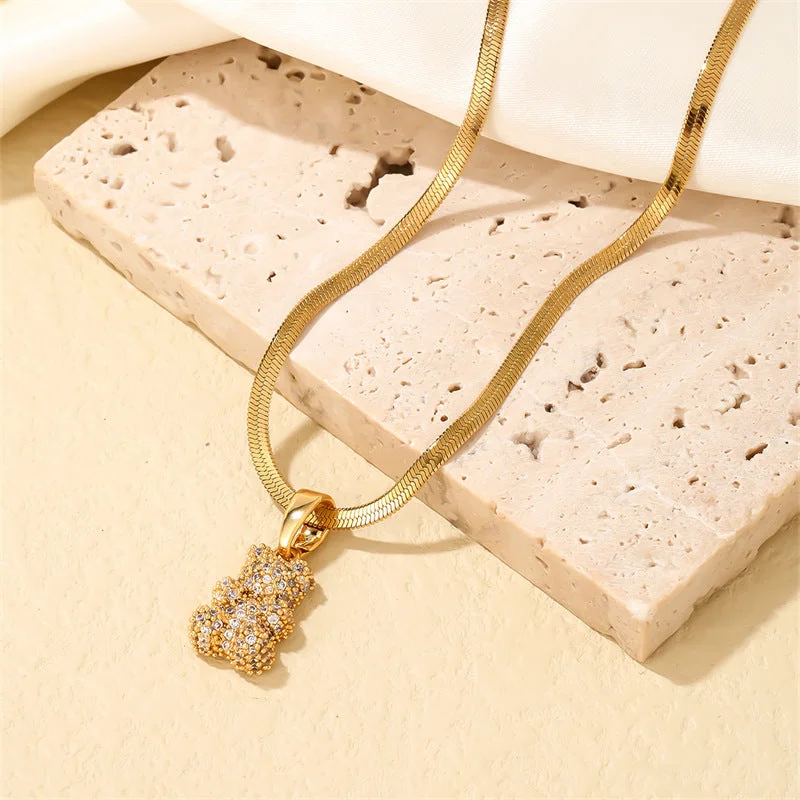 Wholesale Gold Bear Cross Copper Necklace