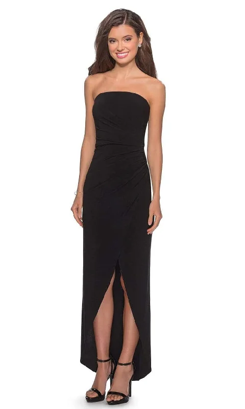 La Femme - Straight Across Faux Wrap Sheath Gown 28204SC