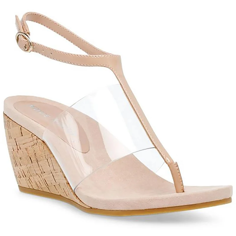 Anne Klein Womens Ikari Patent Thong Wedge Sandals