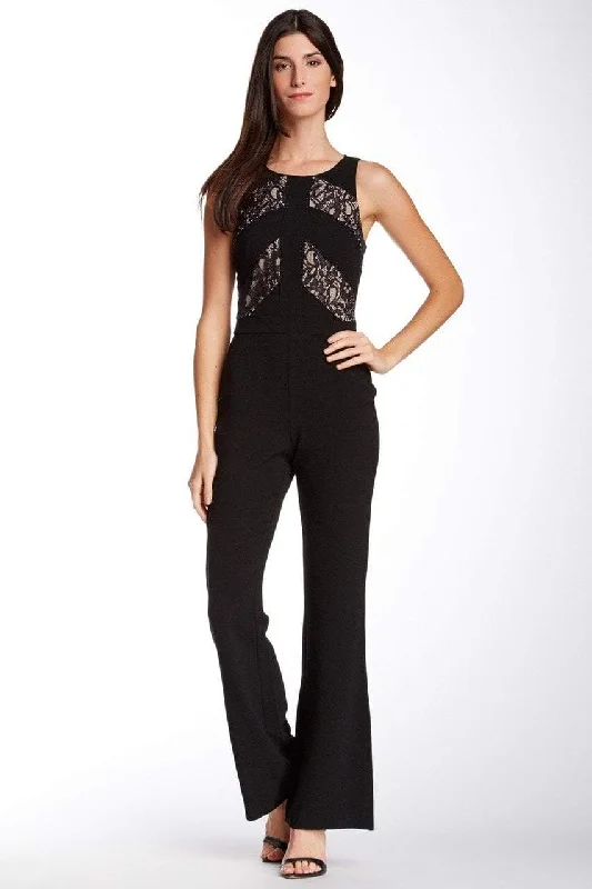 Taylor - Floral Lace Insert Crepe Flare Jumpsuit 5240M