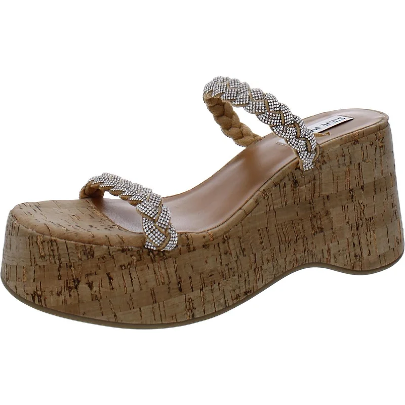 Steve Madden Womens Danya Rhinestone Braided Platform Sandals