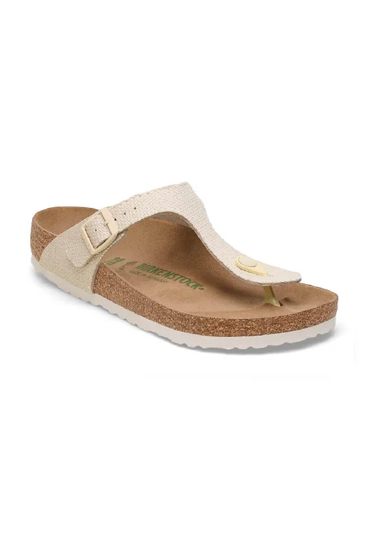 Birkenstock Gizeh Vegan Canvas Sandals for Women in Eggshell  | 1026703