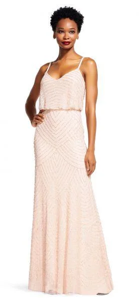 Adrianna Papell - Beaded V-Neck Sheath Dress 91866700