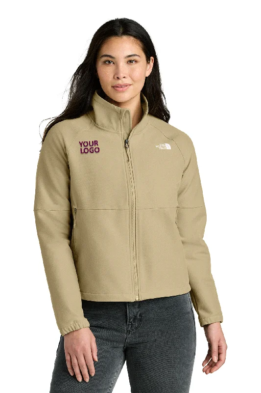 The North Face Womens Barr Lake Soft Shell Custom Jackets, Khaki Stone Dark Heather